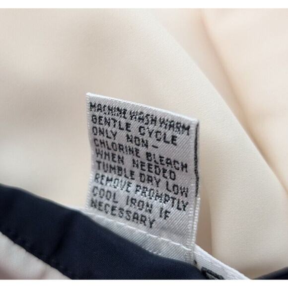 Vintage 90s Blouse Cream Navy Blue Pleated Office Top Misses Size 6 Talbots - Picture 7 of 8